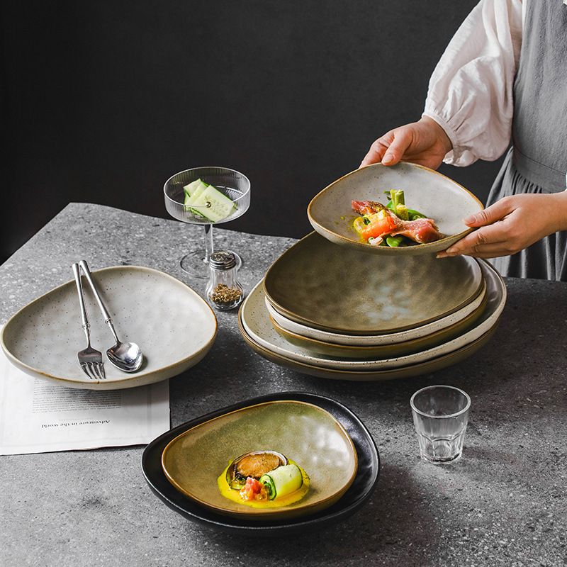 Art Tableware Set - Triangular Creative Pottery Dinner Plate 8inch