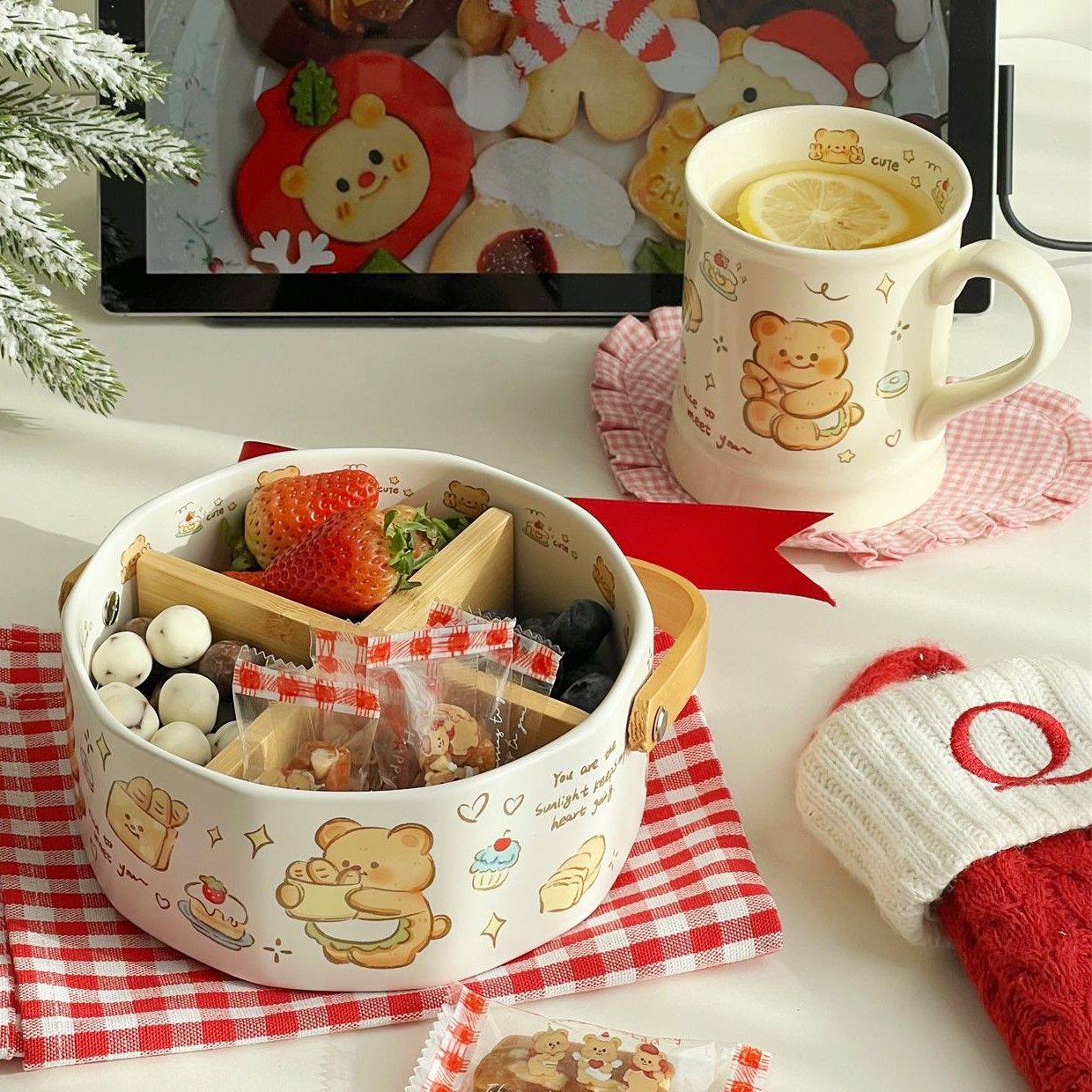 Butter Bear Fruit Snack Basket & Mug