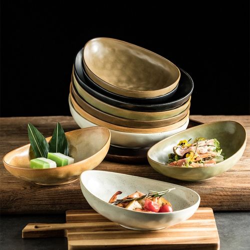 Reactive Glaze Creative Irregular Oval Bowl