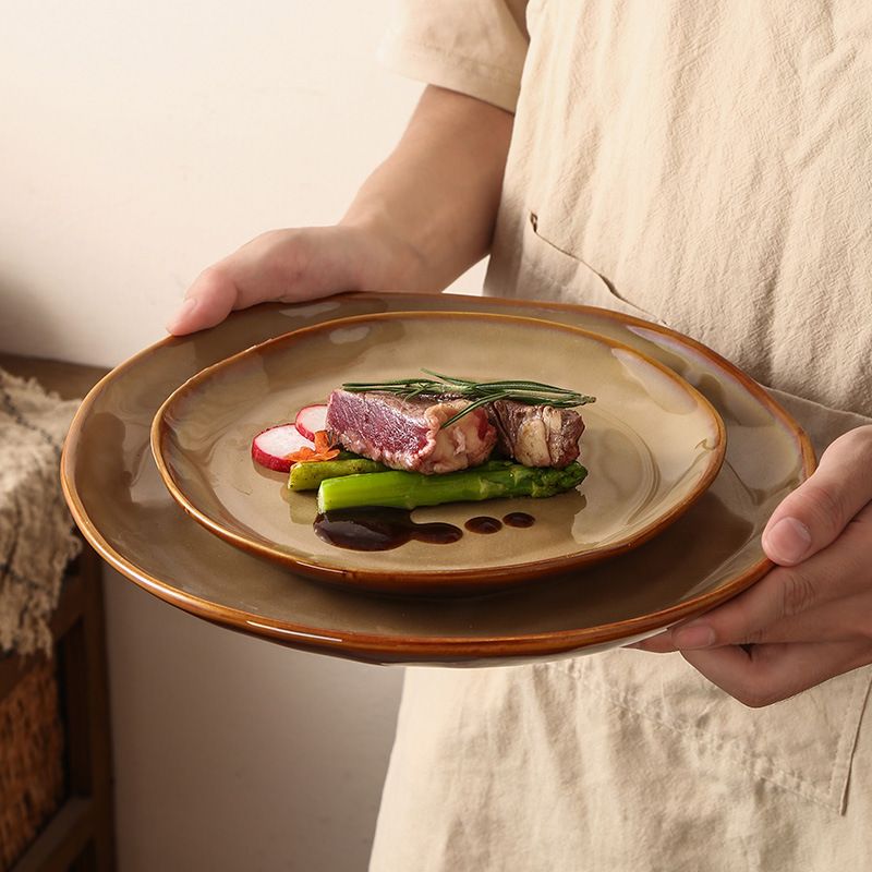 Vintage Reactive Glaze Irregular Tableware Set