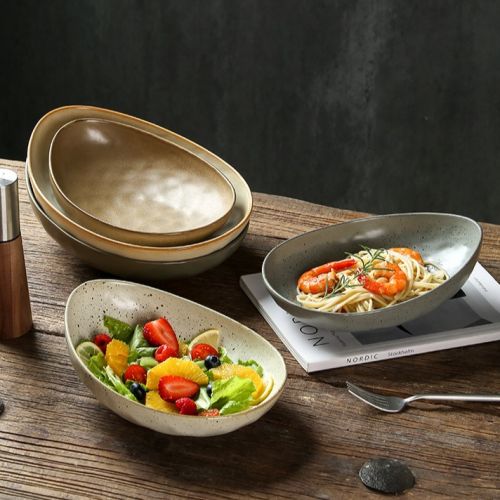 Reactive Glaze Creative Irregular Oval Bowl