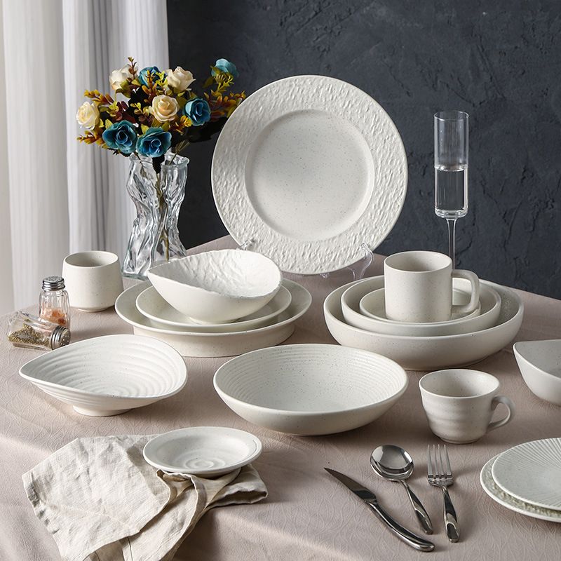 Art Tableware Set - Minimalist Blue and White Dot Dinnerware Set - 1