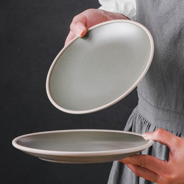 Minimalist Solid Color Pottery Round Plate 10inch