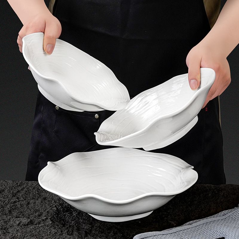Wood Grain Irregular Creative Bowl with Lotus Rim