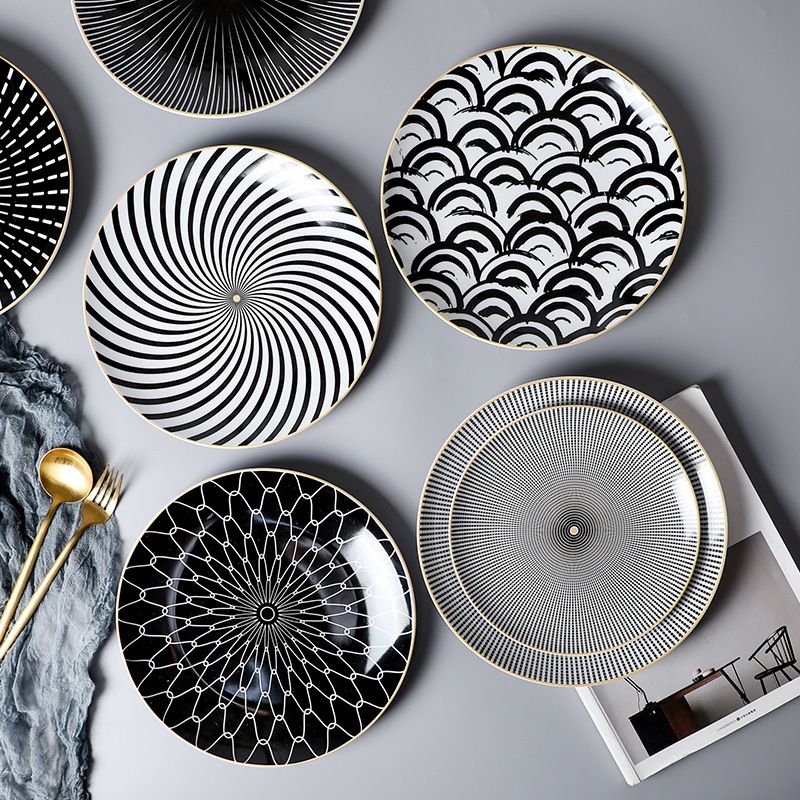 Art Tableware Set - Nordic Minimalist Creative Gold Trim Dinner Plate