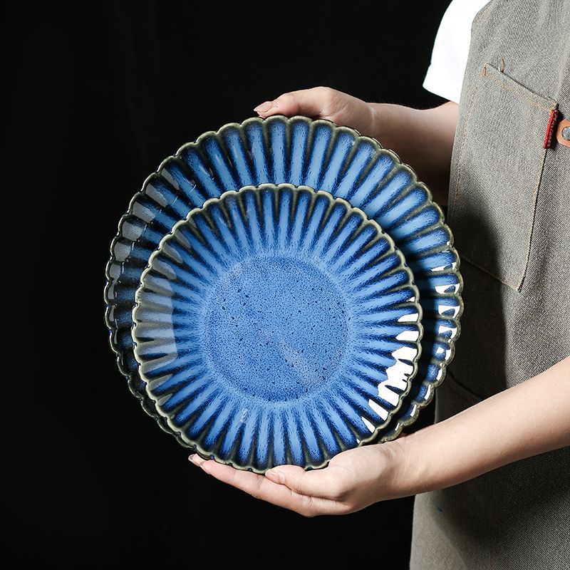 Art Tableware Set - Flower Shaped Sky Blue Tableware Set