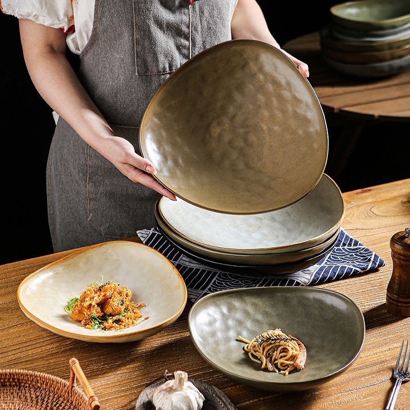 Art Tableware Set - Triangular Creative Pottery Dinner Plate 10inch
