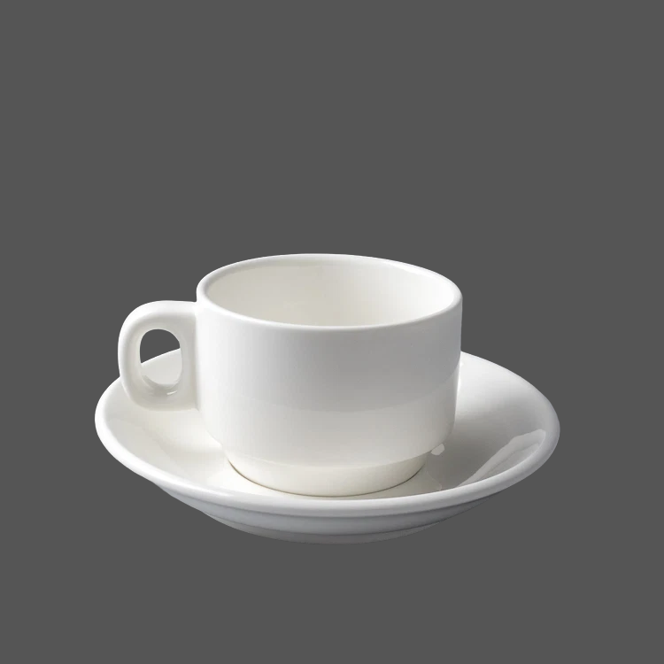 Pure White Ceramic Cup and Saucer - X011416