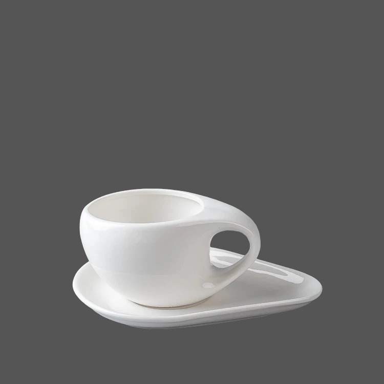 Pure White Ceramic Cup and Saucer - X021015