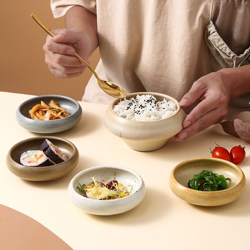 Art Tableware Set - Japanese Snack Plate Rice Kimchi Bowl Irregular