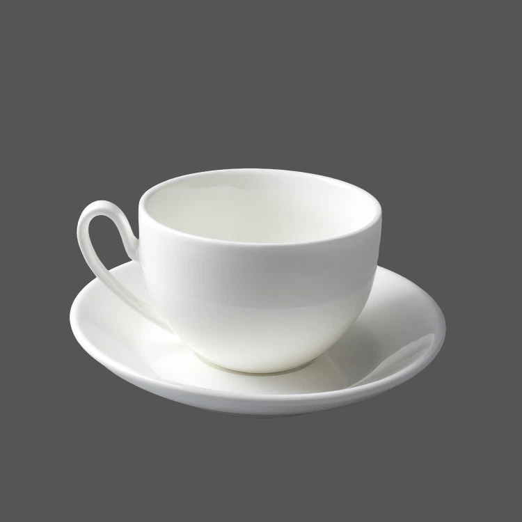 Pure White Ceramic Cup and Saucer - X011420