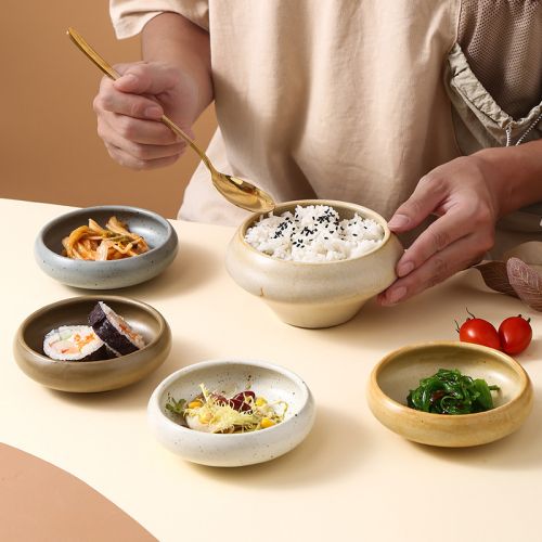 Art Tableware Set - Japanese Snack Plate Rice Kimchi Bowl Irregular