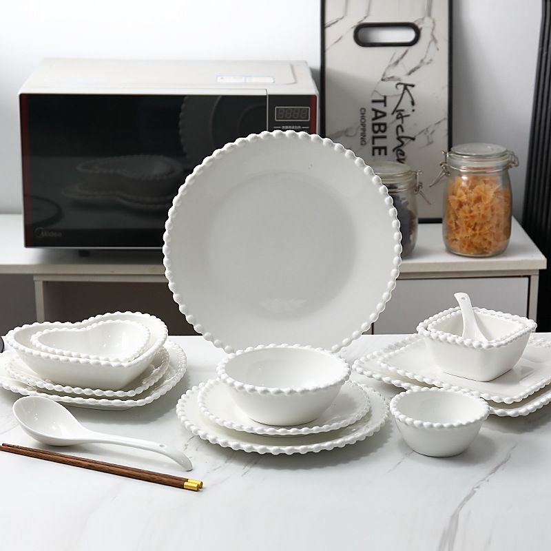 Pearl-Trimmed Creative Multi-Shaped Tableware Set - 1