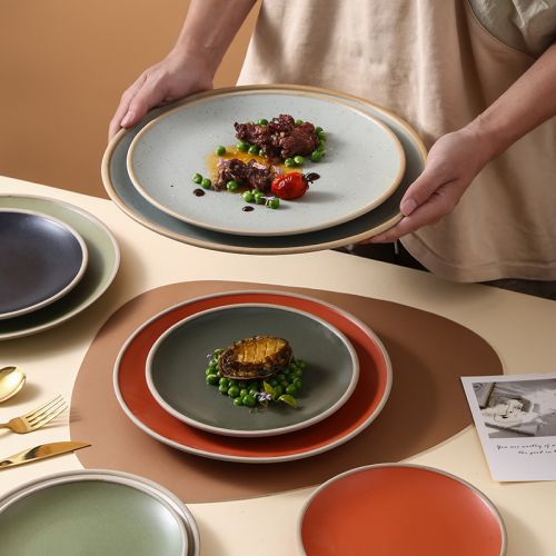 Minimalist Solid Color Pottery Round Plate 7inch