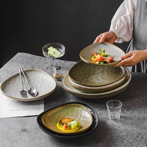Art Tableware Set - Triangular Creative Pottery Dinner Plate 8inch