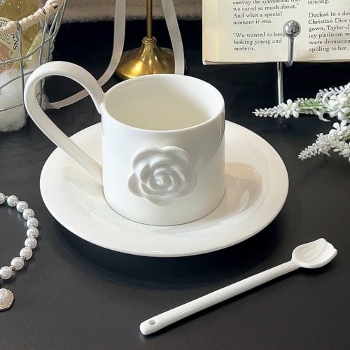 Lovely Drinkware Gifts - Elegant Camellia Relief Coffee Cup & Saucer