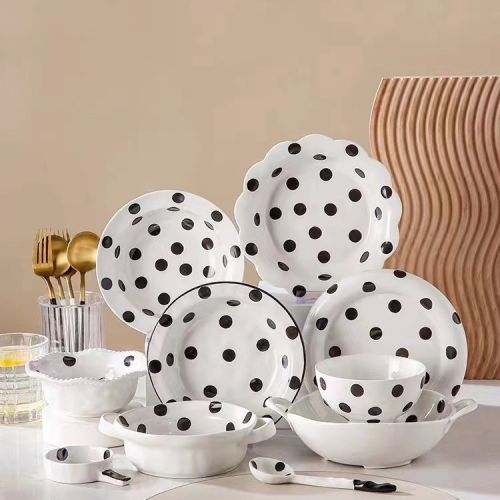 Black Polka Dot Underglaze Tableware Set