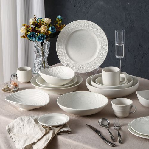 Art Tableware Set - Minimalist Blue and White Dot Dinnerware Set - 1